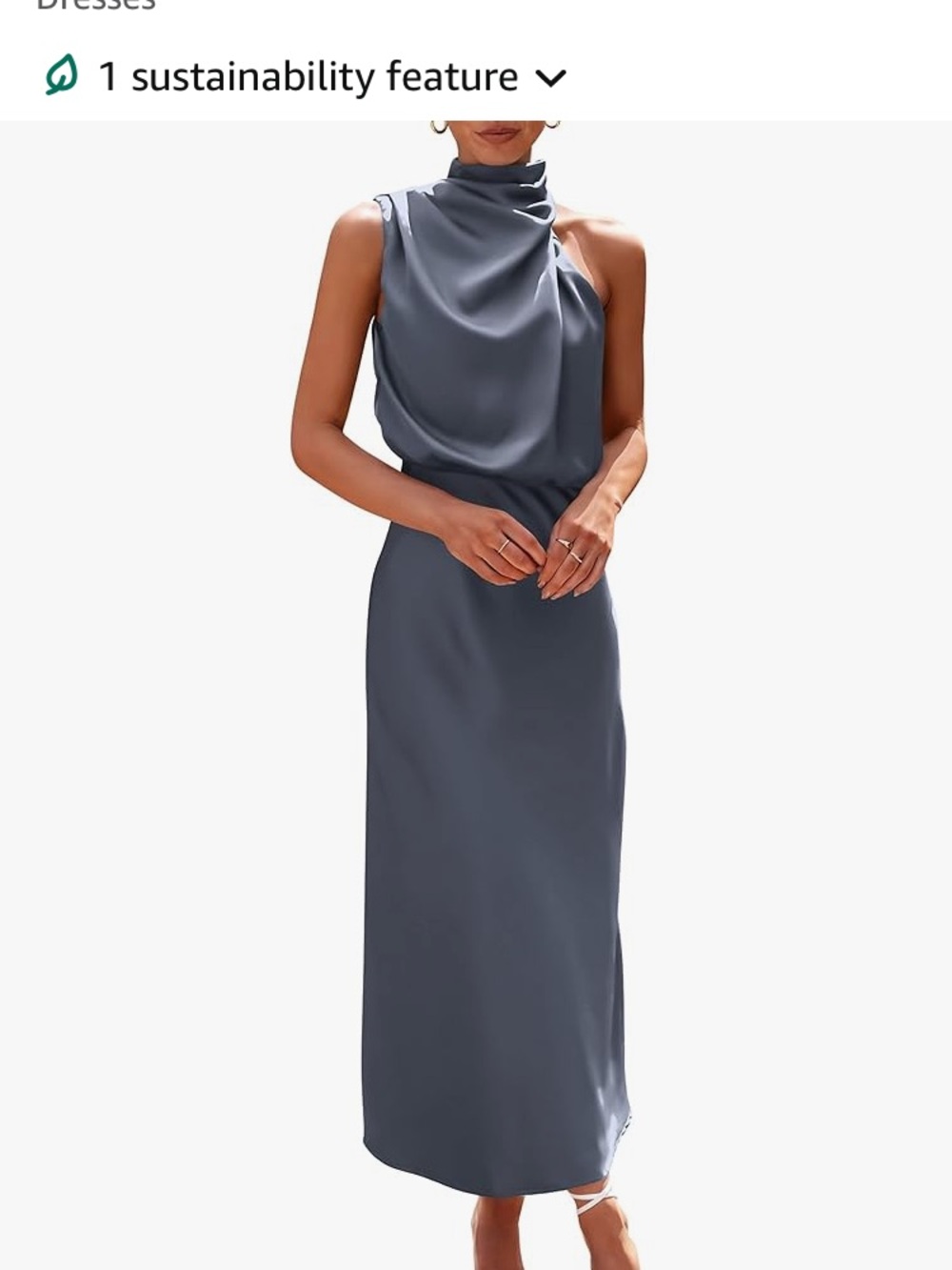 Sleek Slate High-Neck Sleeveless Maxi Dress